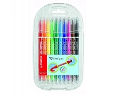 Stabilo Trio 2in1 Flomasteriai, 10 spalvų