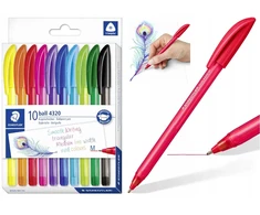 Staedtler 10 spalvų trinkelės formos rašikliai, M dydžio linija