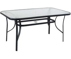 Stalas grūdinto stiklo stalviršiu 150x90x70cm juodas