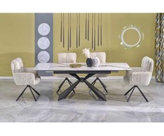 Halmar Stalas LUCIANO Extension Baltas Marmuras / Juoda