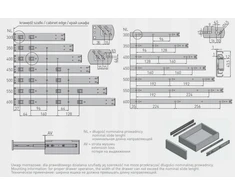 Ball bearing slide h45 push to open l-500mm
