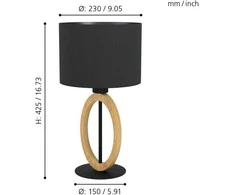 Stalinis šviestuvas EGLO Basildon, 1 x E27, 40W, juodos/ medžio sp., h42,5 x ø23 cm