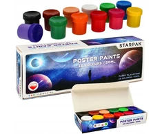 Starpak 12 spalvų plakatinių dažų rinkinys, 20ml kiekvienas