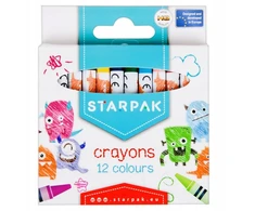 Starpak Vaškinės mokyklinės kreidelės vaikams, 12 ryškių spalvų, 12 vnt.