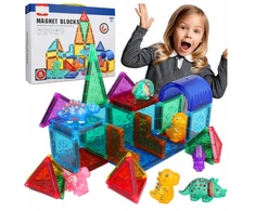 Stator 3D EDUKACINIAI MAGNETINIAI KONSTRUKCINIAI KLUOKAI DĖLĖS + DINOZAURAI 45 vnt.