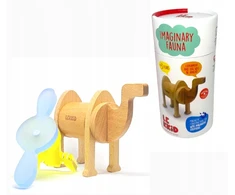 Statybiniai mediniai magnetiniai blokai kupranugaris