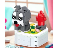 Statybinių plytų komplektas Dog SCHNAUZER 3D gaisrinis hidrantas 178 vnt. 6+