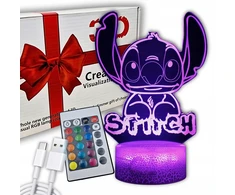 STICH 3D Stalinė lemputė 16 LED LILO IR STICH SU NUOTOLINIO PULTO VAIKŲ PULTU