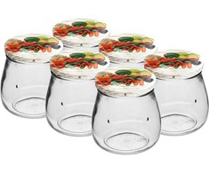 Stiklainiai su dangteliais Browin 500ml/Ø82/6vnt.