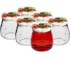 Stiklainiai su dangteliais Browin 500ml/Ø82/6vnt.