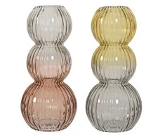 Stiklinė vaza BUBBLE, gelsvos/rausvos sp., 2 rūšys, 15 x 42 cm, 1 vnt