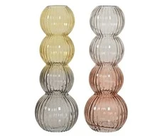 Stiklinė vaza BUBBLE, gelsvos/rausvos sp., 2 rūšys, 15 x 42 cm, 1 vnt