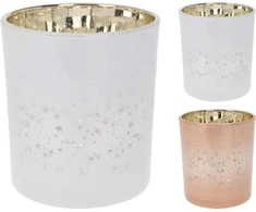 Stiklinė žvakidė Baltas ROSE, 2 spalvos, 10 cm
