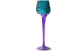 Stiklinė žvakidė JODECO LAMP, rožinės/žalsvos sp., 8 x 26 cm
