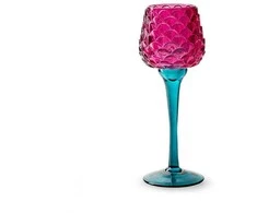 Stiklinė žvakidė JODECO LAMP, rožinės/žalsvos sp., 8 x 22 cm