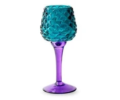 Stiklinė žvakidė JODECO LAMP, violetinės/žalsvos sp., 8 x 19 cm