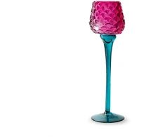 Stiklinė žvakidė JODECO LAMP, violetinės/žalsvos sp., 8 x 26 cm