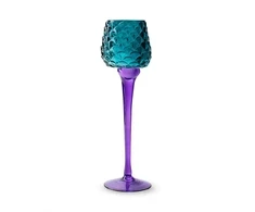 Stiklinė žvakidė JODECO LAMP, violetinės/žalsvos sp., 8 x 26 cm