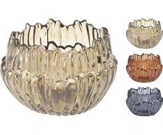Stiklinė žvakidė LEAF, 3 spalvos, 8,5 x 6 cm, 1 vnt