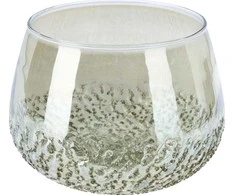 Stiklinė žvakidė, šv. pilkos sp., 16 x 12 cm