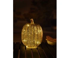 Stiklinis dekoras su LED Moliūgas Gold Tall Luxform 3xAAA/bat.nėra komp. aukso spalvos