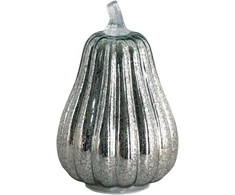Stiklinis dekoras su LED Moliūgas Sidabrinis Pear Luxform 3xAAA/bat.nėra komp. sidabro spalvos