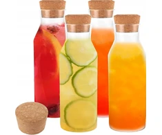 STIKLINIS KARAFINAS 12L SU dangteliu, permatomas, 4 VIENŲ RINKINYS, SIAURAS, AUKŠTAS