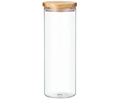 Stiklinis maisto laikymo indelis AMBITION NORDIC, su bambukiniu dangteliu, 1,8 l