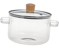 Stiklinis puodas Skaidraus borosilikatinio stiklo indai arbatos pienui 1800 ml