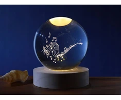 Stiklinis rutulys Muzikinis LED stalinis šviestuvas 8cm Dovana Vaikams