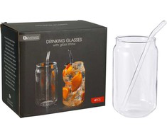 Stiklinių rinkinys su šiaudeliais, 500 ml, 2 vnt