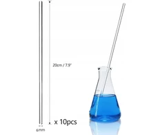 STIKLO LAZDĖLIAI 10 Vnt. 20cm LABORATORIJOS MAIŠYMO LAZDĖS ILGUS
