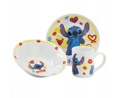 Stor Disney Lilo and Stitch, porcelianinis vakarienės rinkinys dekoratyvinėje dėžutėje su šuns širdies motyvu su žvaigždute