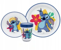Stor LILO I STITCH PREMIUM pusryčių ir vakarienės mikrobangų krosnelės indų rinkinys 3in1