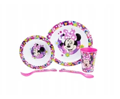 Stor Minnie Mouse Micro vaikiškas pietų rinkinys - lėkštė, dubuo, puodelis ir stalo įrankiai