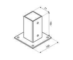 Stulpelių pagrindas Grundline 71x150x1.8mm juodas