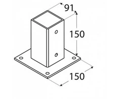 Stulpelių pagrindas Grundline 91x150x1.8mm juodas