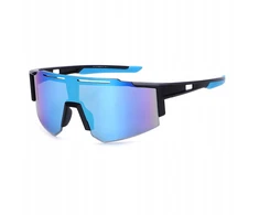 Stylion Sportiniai saulės akiniai SVM-11, UV400, juodi su mėlynais veidrodiniais lęšiais
