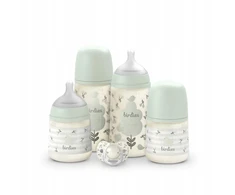 SUAVINEX BIRDIES - rinkinys naujagimiui (4x buteliukas, čiulptukas) žalias, 3m+