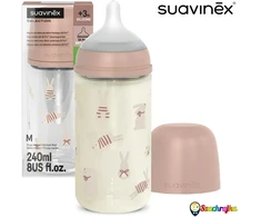 Suavinex stiklinis buteliukas nuo pilvo dieglių SX Pro 240 ml vidutinio srauto M 3m+