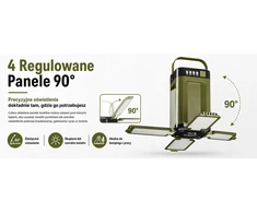 Sulankstomas kempingo žibintuvėlis, atsparus vandeniui 4000 mAh LED saulės USB 6 režimai