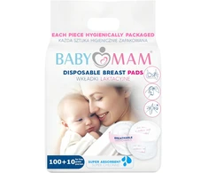 SUPER ABSORBENTŪS GELINGI LAKTACIJOS Įklotai 110 vnt BABYMAM BIG PACK