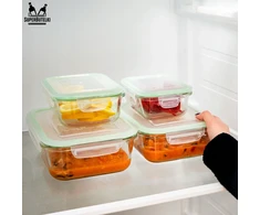 Superbutelki LUNCHBOX 630 ml STIKLINIS TAKAS, atsparus karščiui, tinkamas naudoti mikrobangų krosnelėje