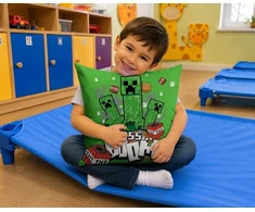 Supreme Style Pagalvės užvalkalas 40x40 Minecraft Žalias dvipusis veliūrinis Creeper darželiui