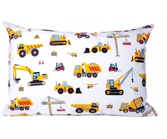 Supreme Style Pagalvės užvalkalas: ekskavatorius, kranas, mašinos, automobiliai, transporto priemonės, 40x60, balta medvilnė, vaikams