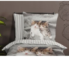 Patalynės komplektas Supreme Style Patalynė kotki koteczki koty pasy smėlio sp. 135x200 mikrofibra dla dziecka