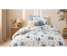 Patalynės komplektas Supreme Style Patalynė kotki koty kocia rodzina bawełniana 140x200 dziecięca mėlyna