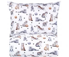 Patalynės komplektas Supreme Style Patalynė w kotki smėlio sp. pilka 160x200 koteczek włóczki łapki dla dziecka