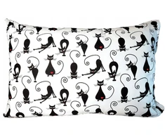 Supreme Style Užvalkalas koteczki koty kotki juoda 50x70 dziecięca medvilnė 100% balta