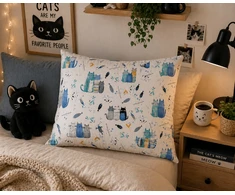 Supreme Style Užvalkalas kotki koty kocia rodzina bawełniana 70x80 dziecięca mėlyna